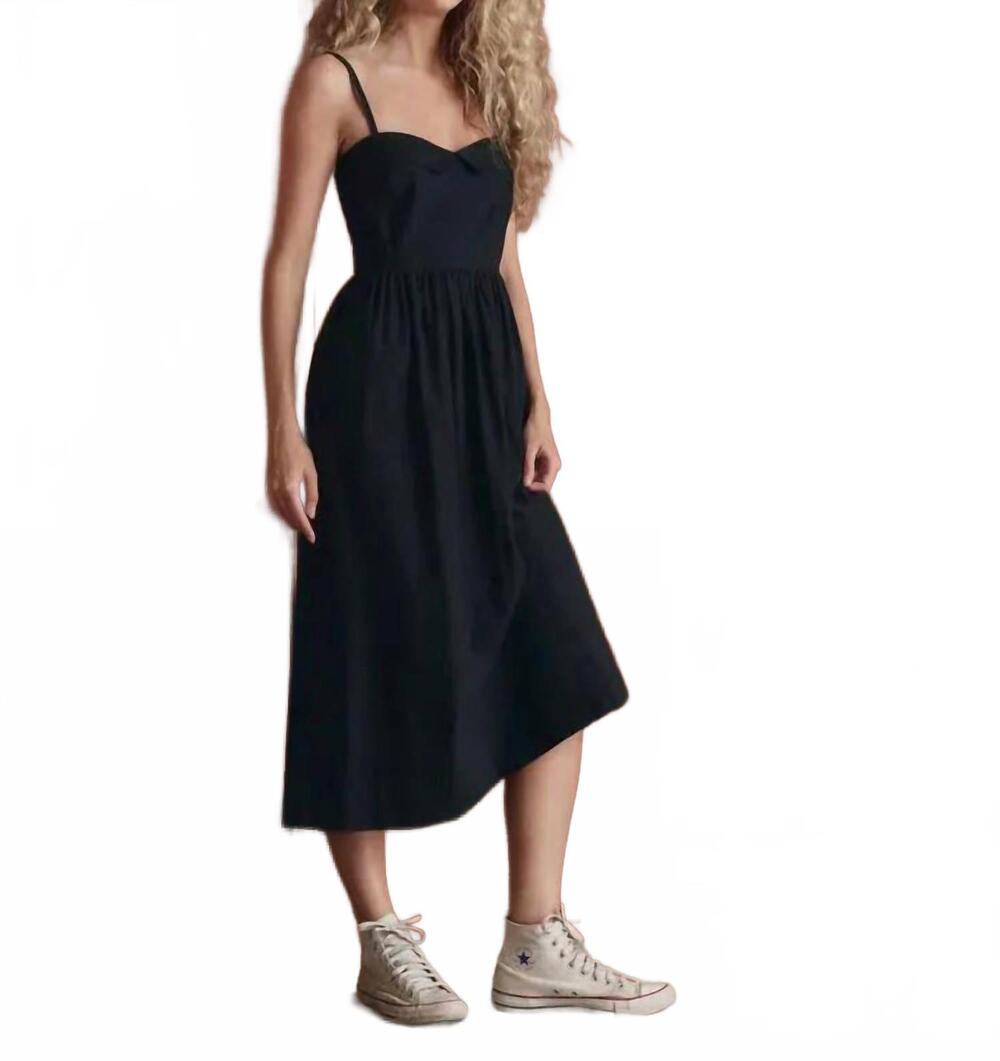 NEW THE GREAT. versa midi dress in black